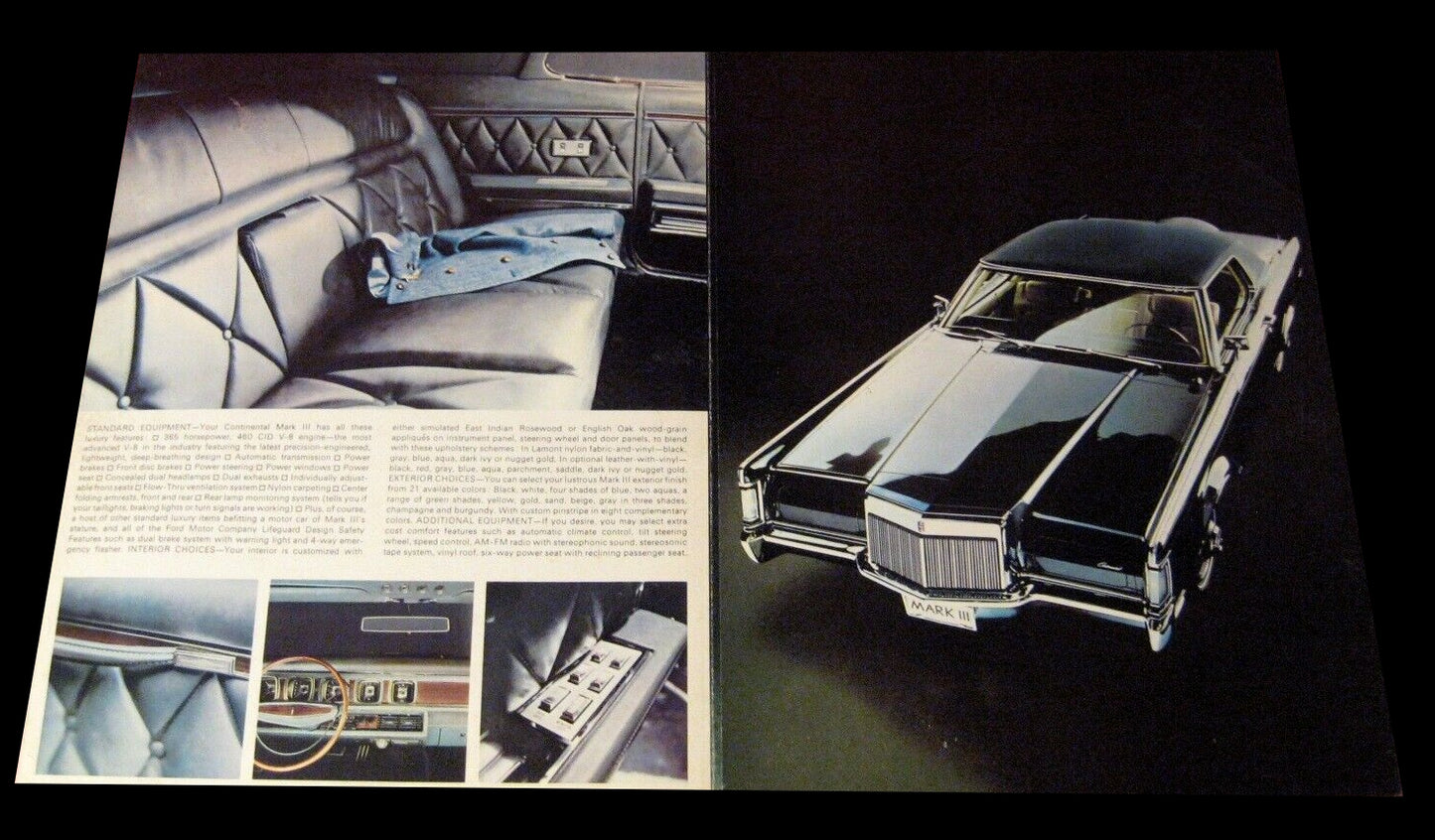1968 Lincoln Mark III Sales Brochure plus 1968 Lincoln Mark III Sales second style Brochure Book Original