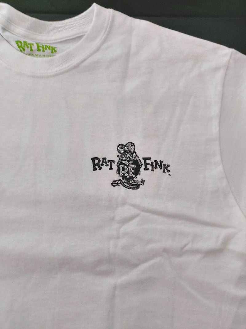 ED ROTH RAT FINK ORIGINAL MOPAR STREET RACER 100% WHITE T SHIRT ORIGINAL BIG DADDY STYLE 28