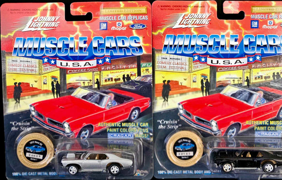 Johnny Lightning Muscle Cars USA 1972 NOVA SS  and 1972 NOVA SS  with Collectors Coin
