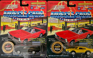 Johnny Lightning Muscle Cars USA 1965 GTO and 1969 GTO JUDGE with Collectors Coin