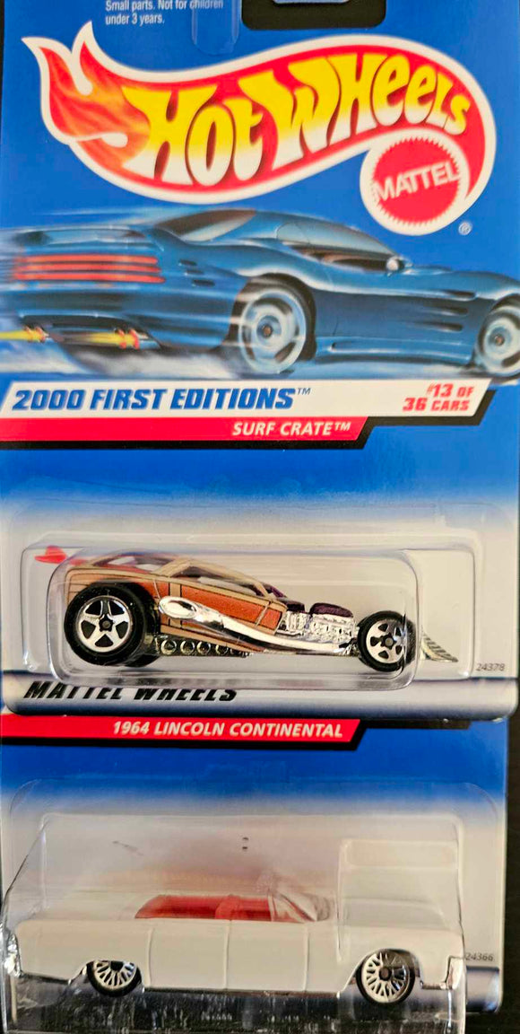 2000 HOT WHEELS FIRST EDITIONS 1964 LINCOLN CONTINENTAL and SURF CRATE
