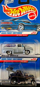 1999 HOT WHEELS FIRST EDITIONS 56 FORD TRUCK AND FIAT 500C