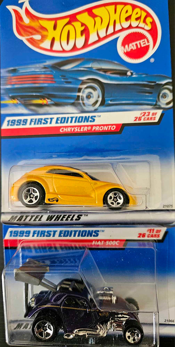 1999 HOT WHEELS FIRST EDITIONS FIAT 500C AND CHRYSLER PRONTO