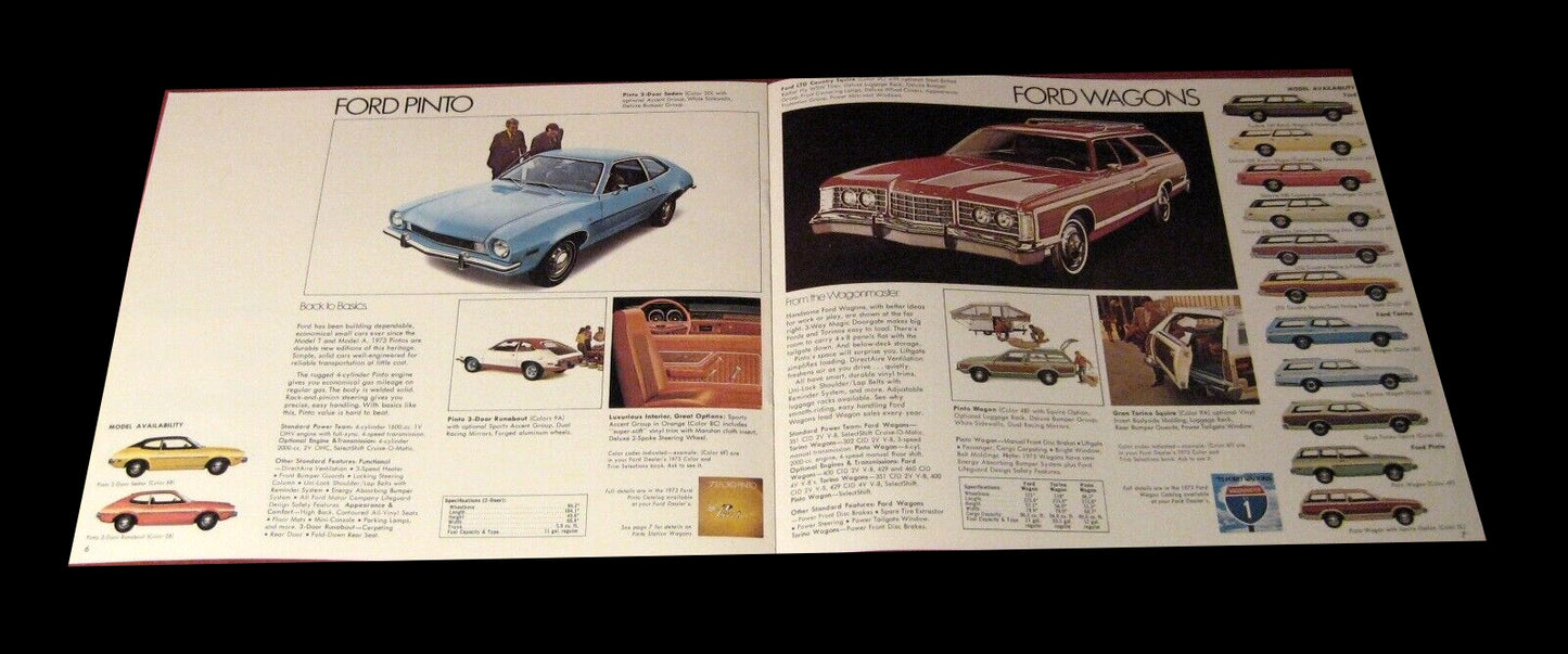 1973 Ford & Mustang includes Maverick ,Pinto Thunderbird Torino Sales Brochure Old Original