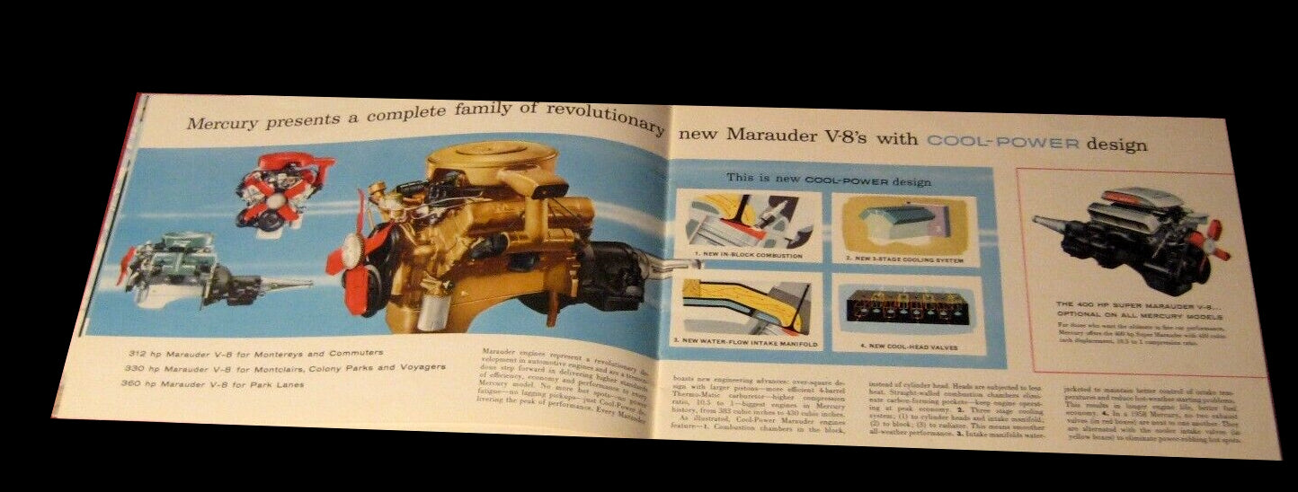 1958 Mercury Small Thick Sales Brochure Booklet Old Original