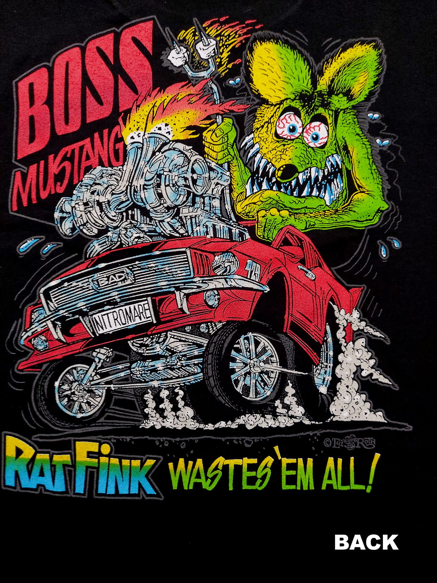 ED ROTH RAT FINK ORIGINAL BOSS MUSTANG 100% COTTON T SHIRT STYLE 16