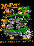 ED ROTH RAT FINK ORIGINAL MOPAR KING OF HEMIS BLACK 100% COTTON T SHIRT STYLE 12