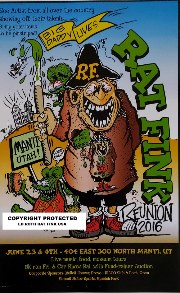 14th Annual (2016) Original Rat Fink Reunion Poster LIMITED
