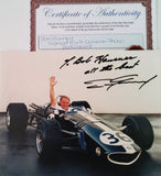 Dan Gurney signed, inscribed and dedicated 10x8 colour photograph. Gurney was an American racing