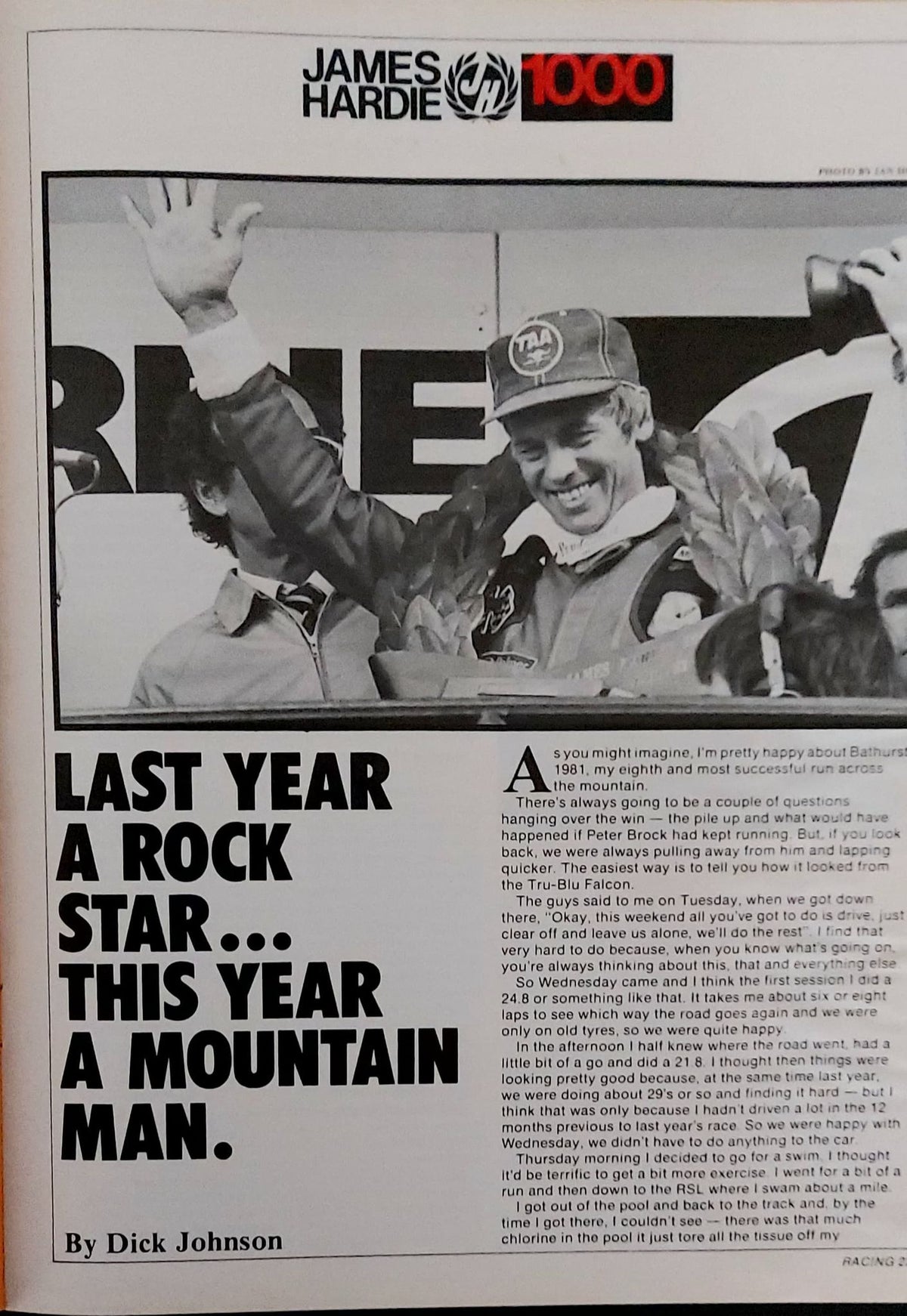 October 1981 issue of AUSTRALIAN MOTOR RACING Front cover signed by Dick Johnson