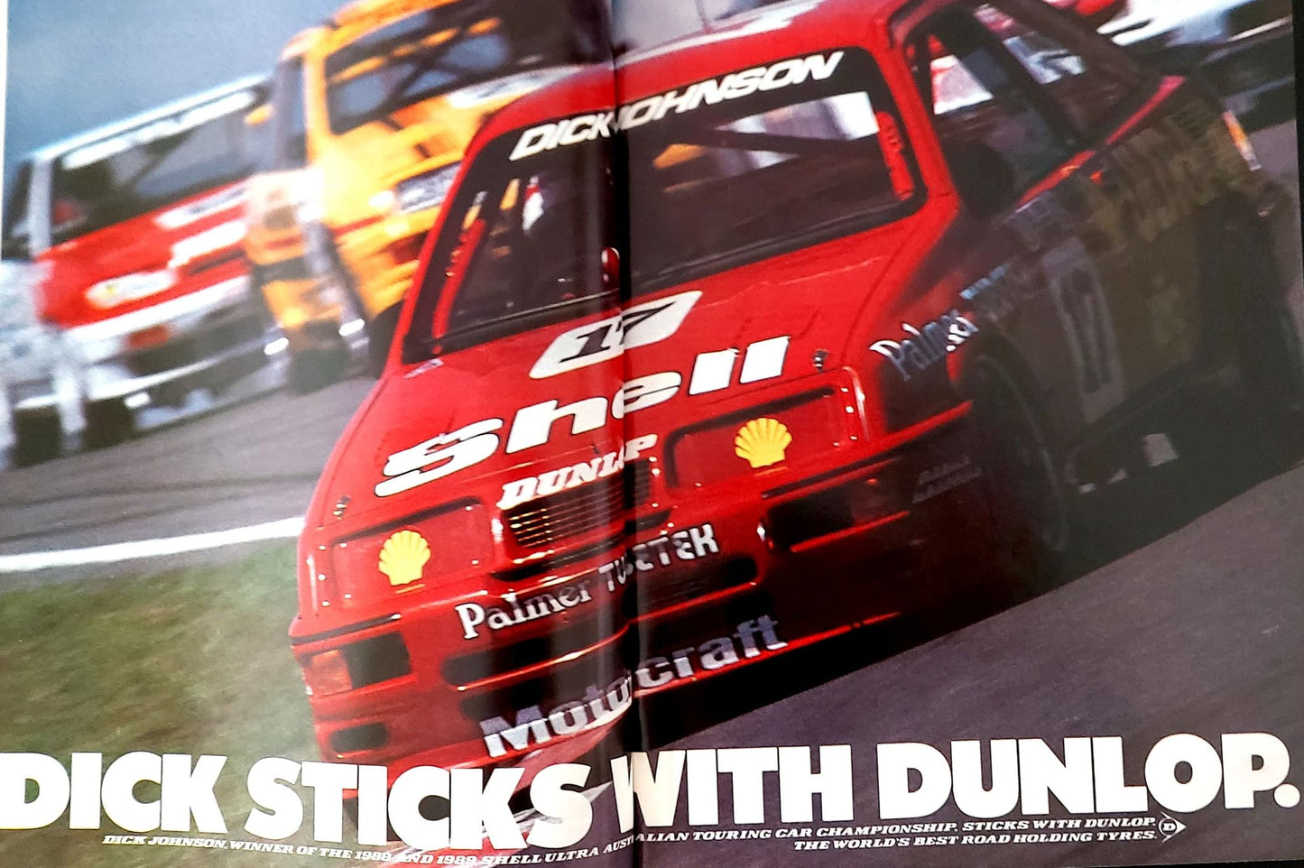 1989 issue of RACING CAR news Front cover signed by Dick Johnson & John Bowe