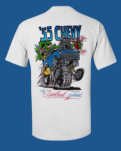 RAT FINK 55 CHEVY WHITE T SHIRT STYLE 30