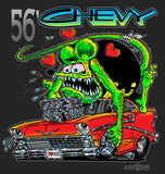 ED ROTH RAT FINK 56 CHEVY BLACK T SHIRT STYLE 26