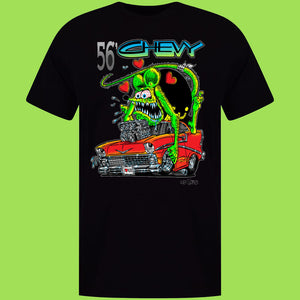 ED ROTH RAT FINK 56 CHEVY BLACK T SHIRT STYLE 26