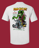 ED ROTH RAT FINK ORIGINAL FORD KICKS BUTT WHITE 100 % COTTON T SHIRT STYLE 17