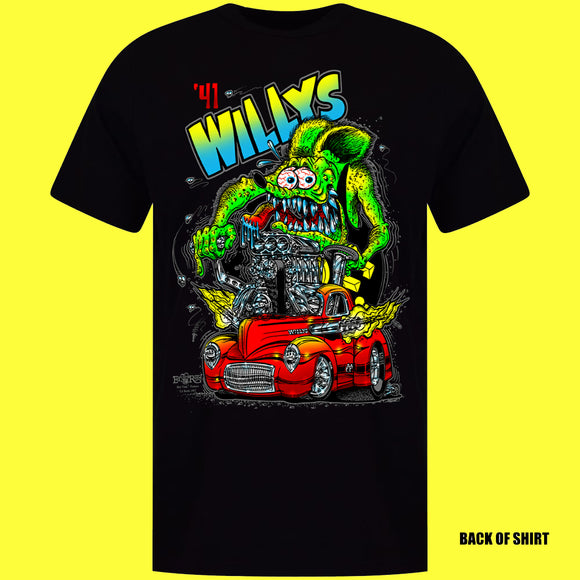 ED ROTH RAT FINK 41 WILLY BLACK T SHIRT STYLE 41